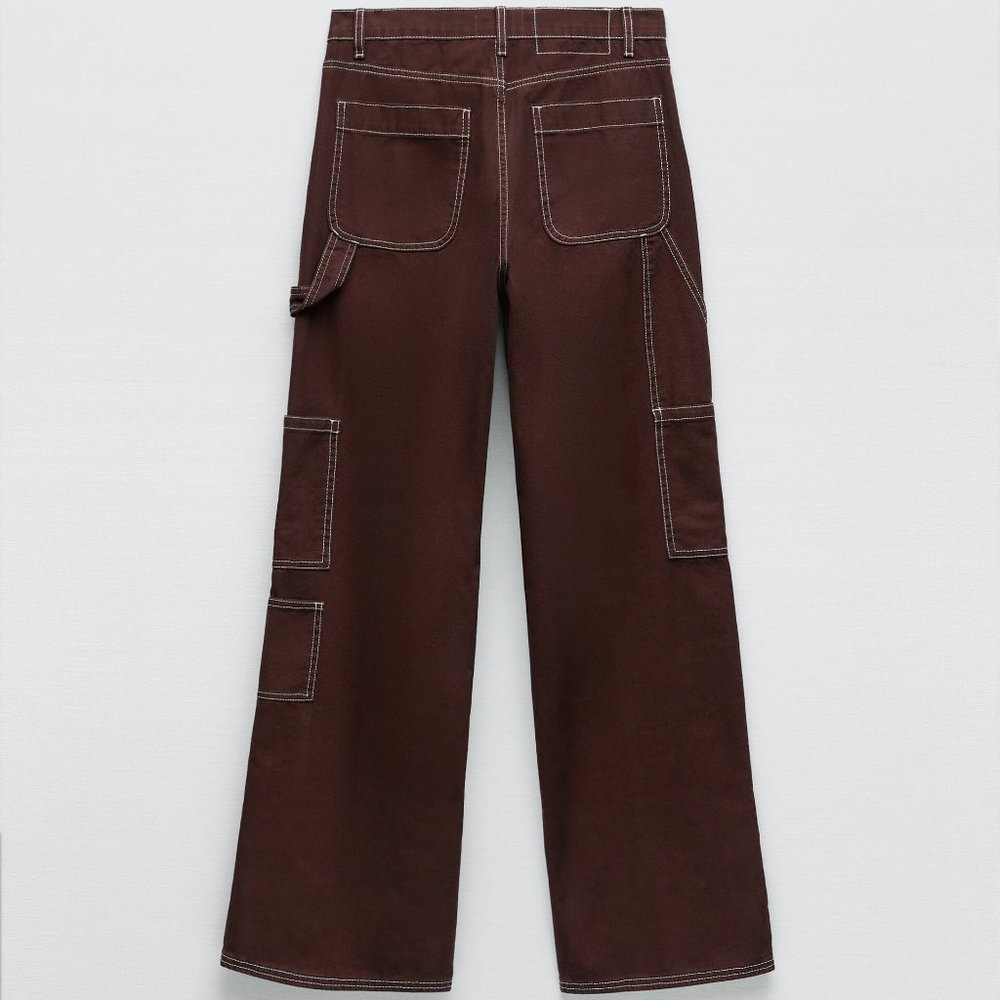 Zara Brown Cargo Pants 5520/714 Size 6 - Picture 4 of 4